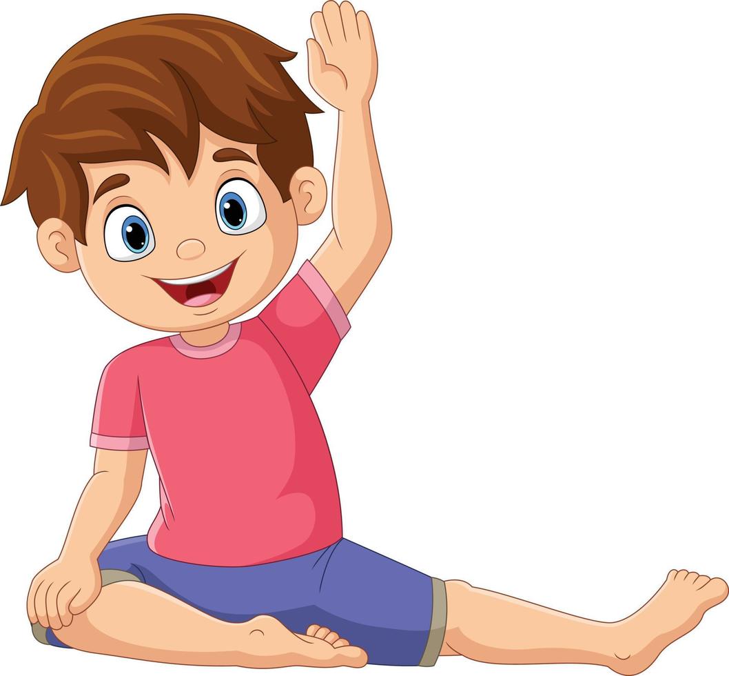 niño pequeño de dibujos animados haciendo pose de yoga de venado vector