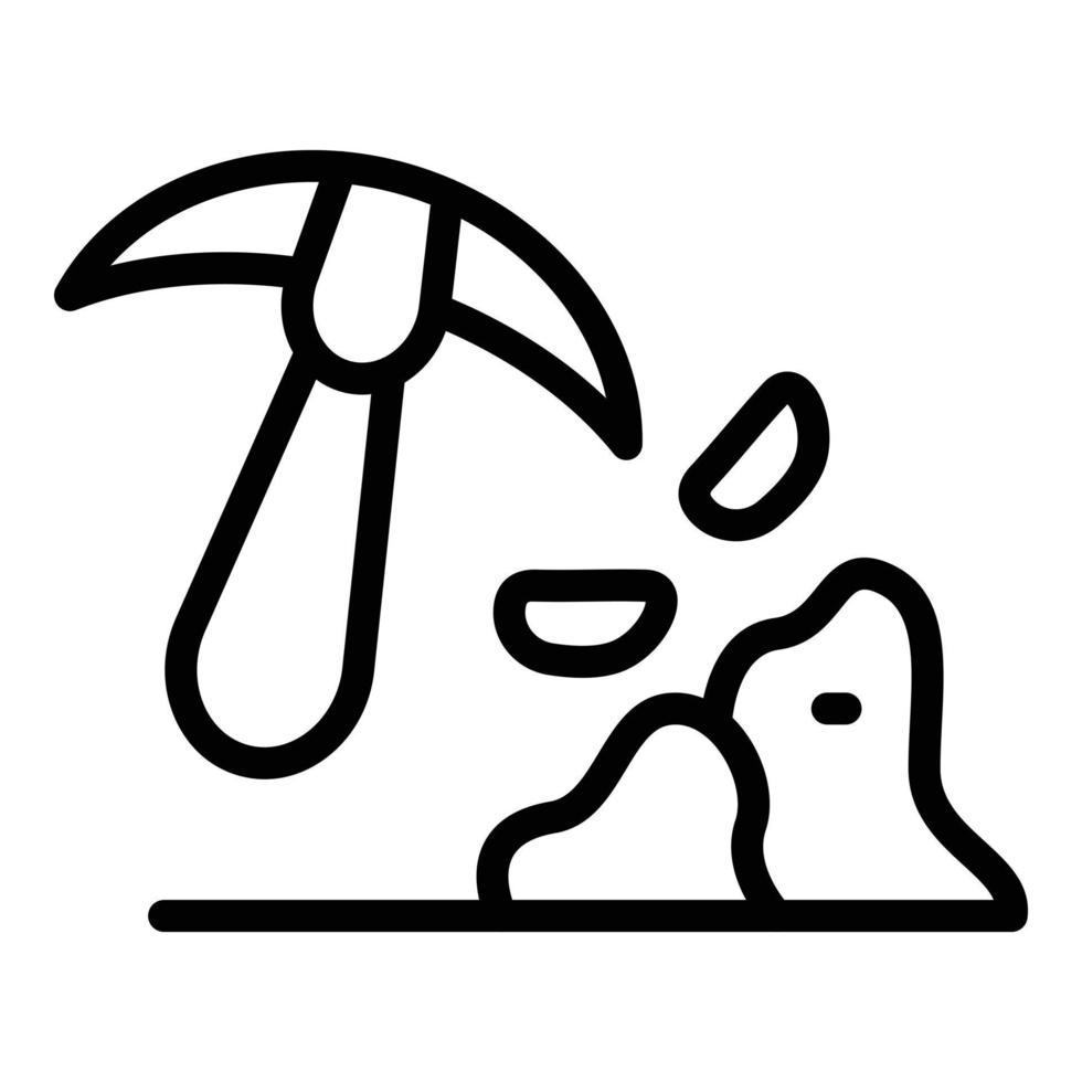 Miner pickaxe icon outline vector. Stone rock vector