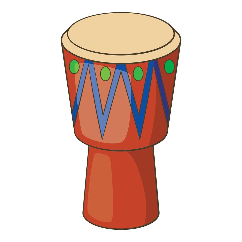 icono de tambor étnico, estilo de dibujos animados vector
