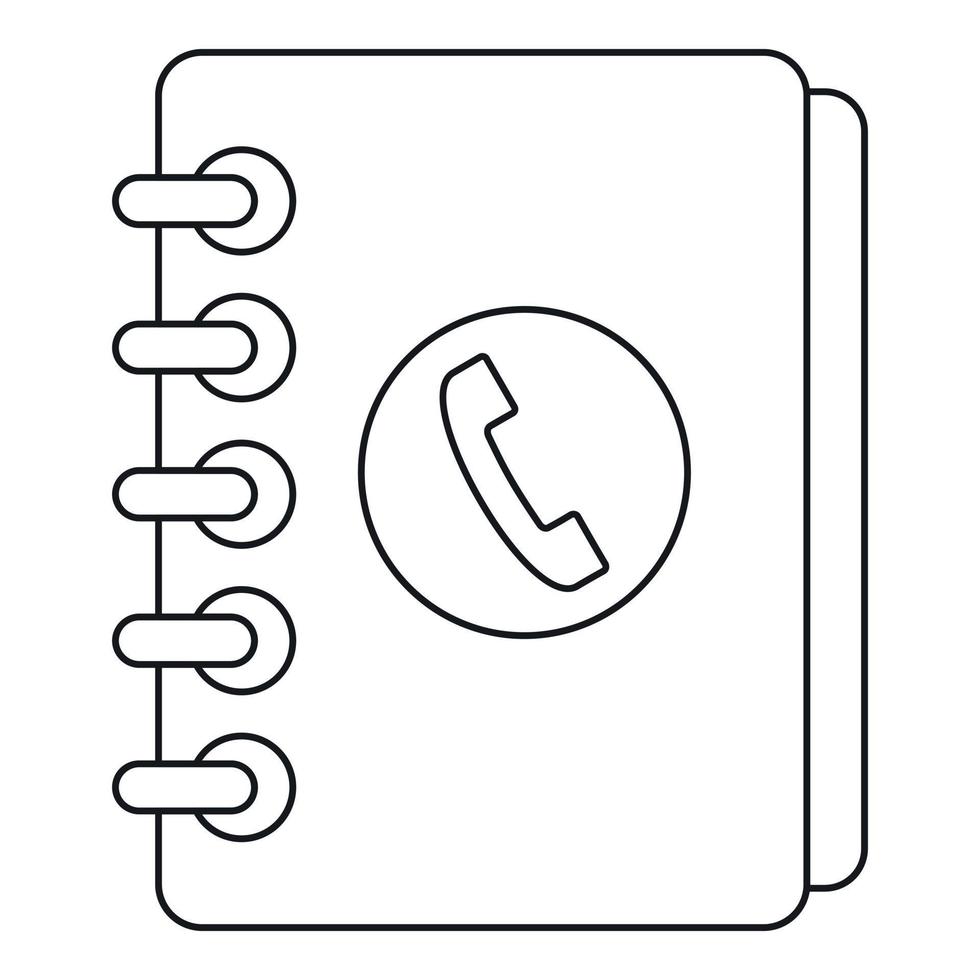 guía telefónica con icono de auricular, estilo de contorno vector