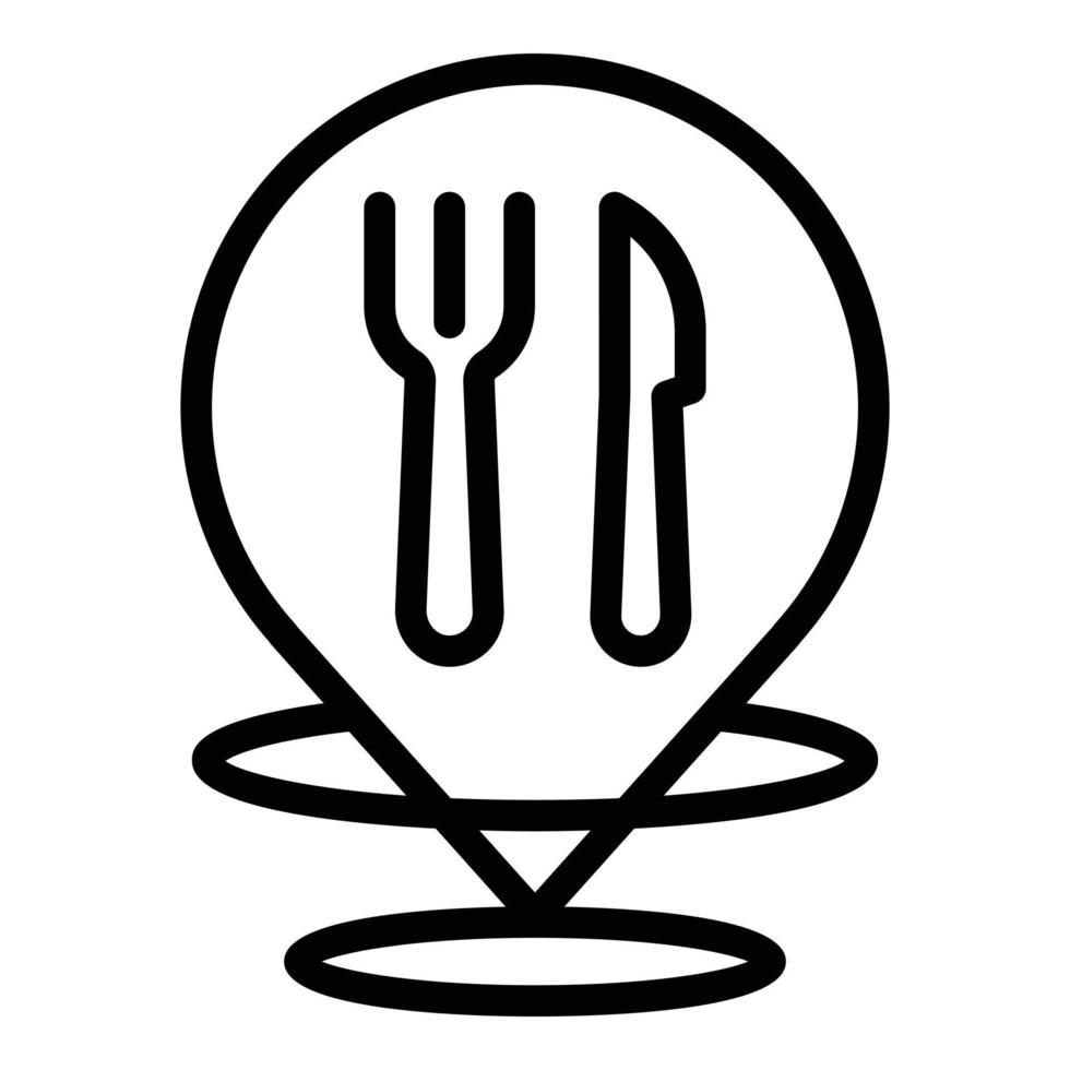 vector de contorno de icono de ubicación de restaurante. comida almuerzo