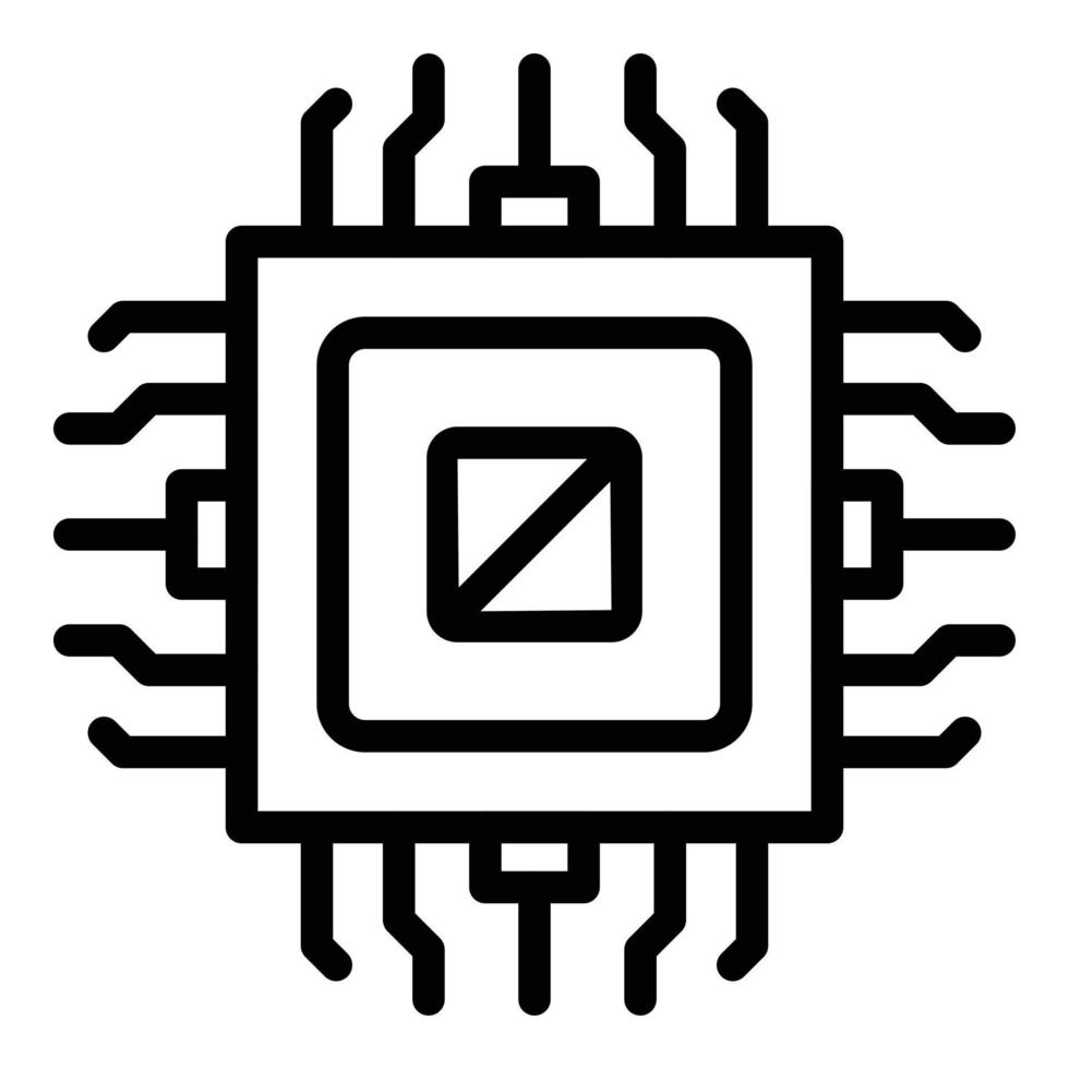 vector de contorno de icono de procesador de software. proceso de construcción