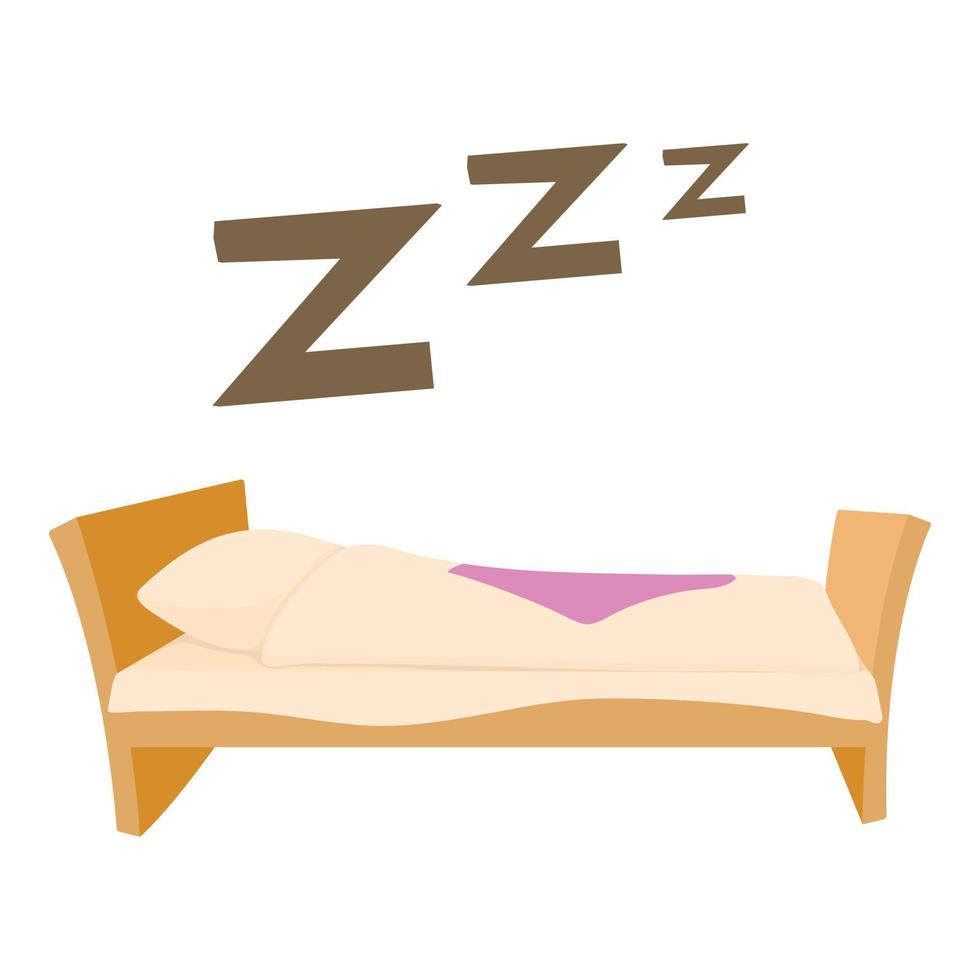 icono de cama, estilo de dibujos animados vector
