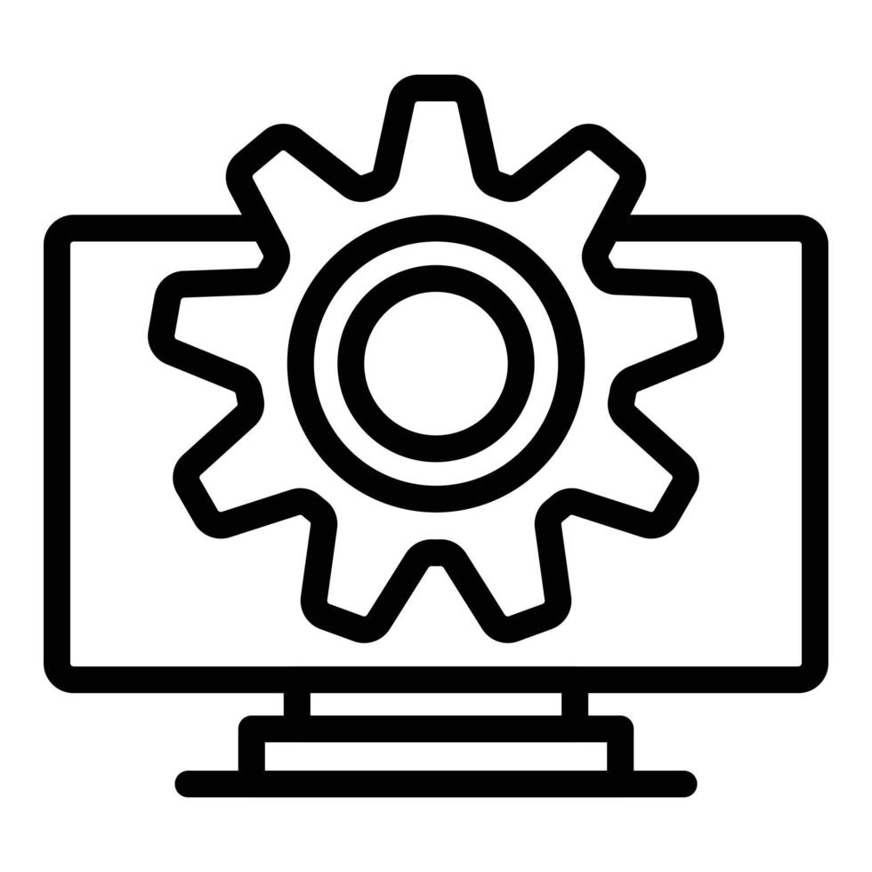 Gear team monitor icon outline vector. App code vector