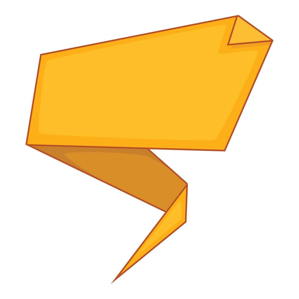 Yellow origami speech bubble icon, cartoon style vector