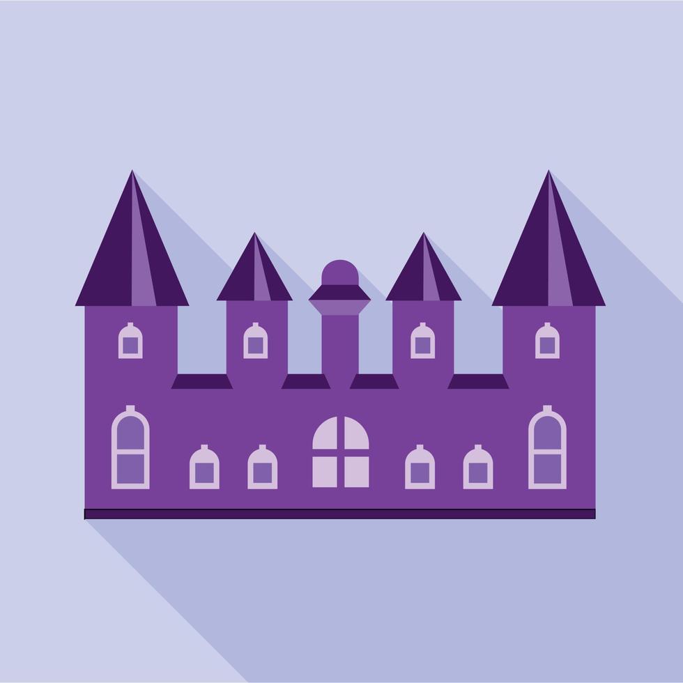 Purple kingdom palace icon, flat style vector