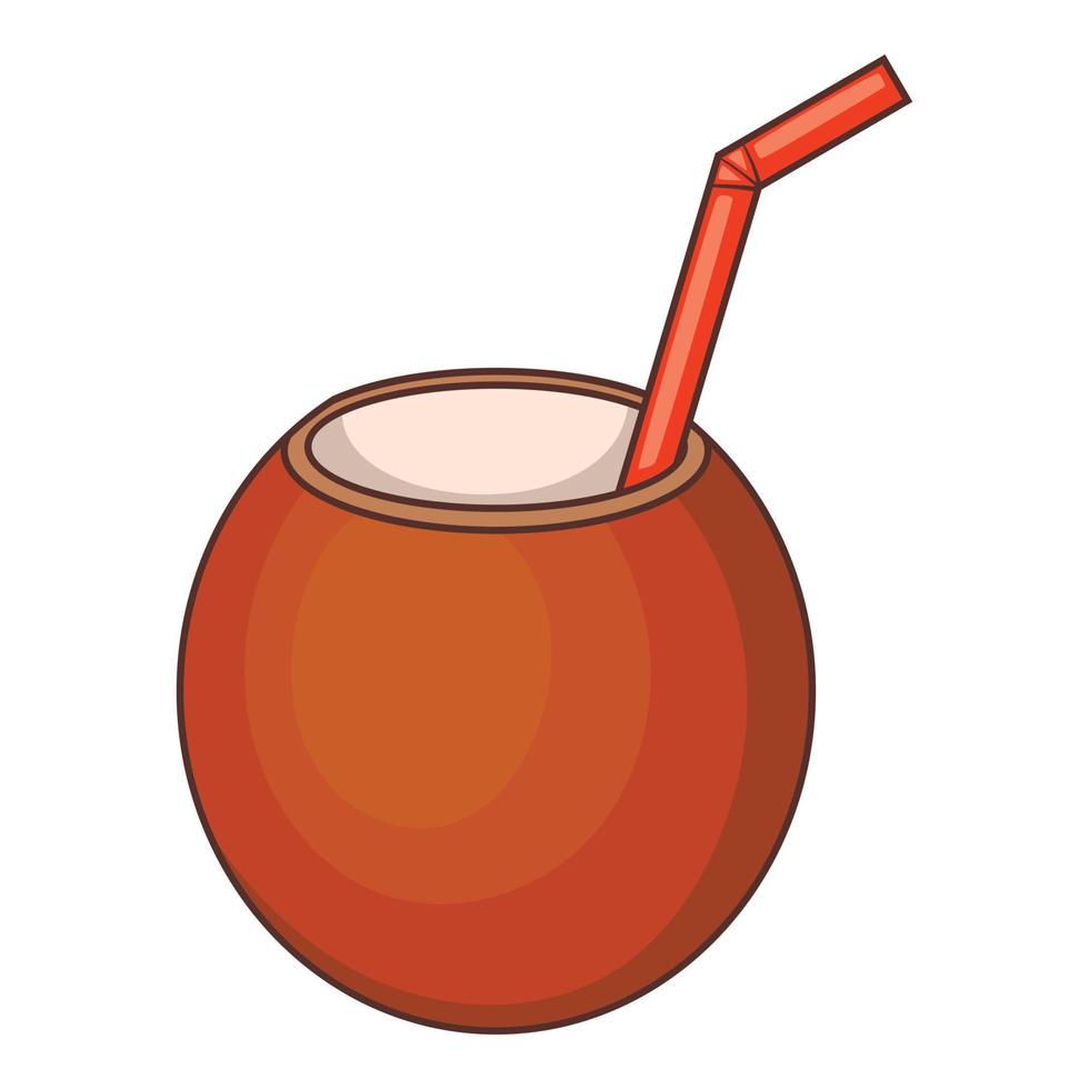 icono de cóctel de coco, estilo de dibujos animados vector