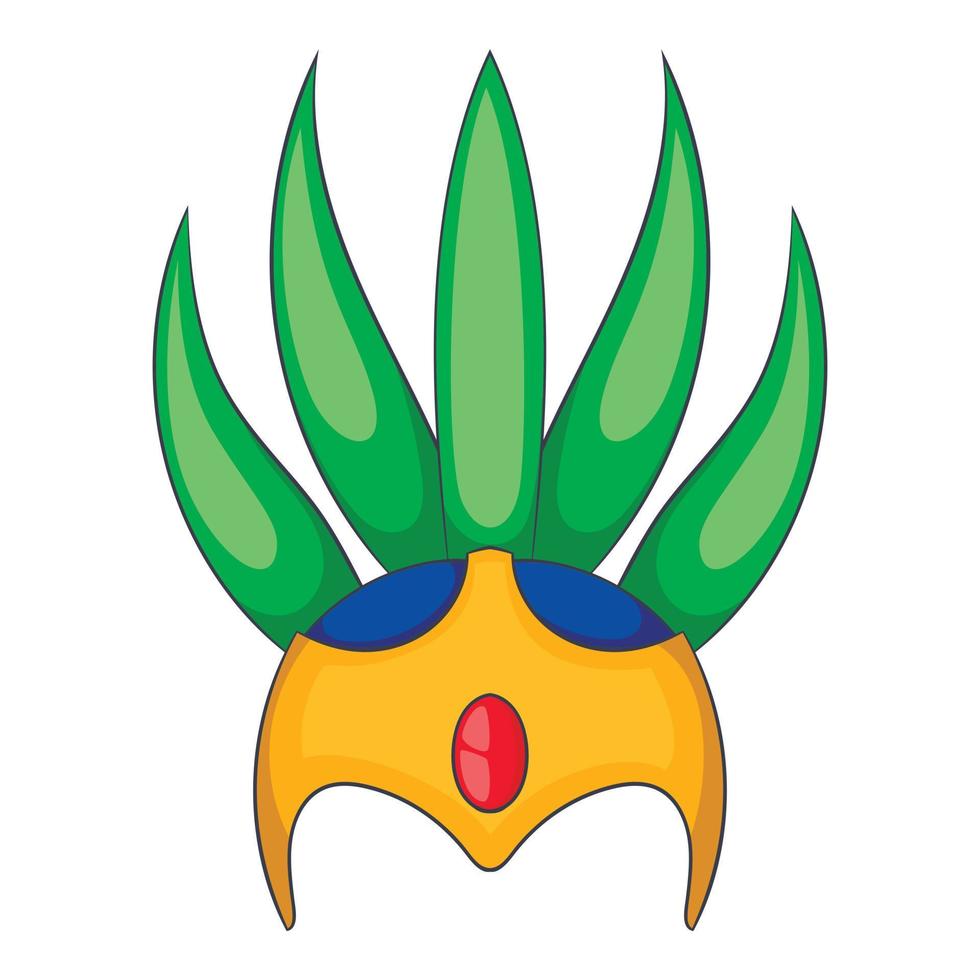 icono de sombrero de plumas, estilo de dibujos animados vector