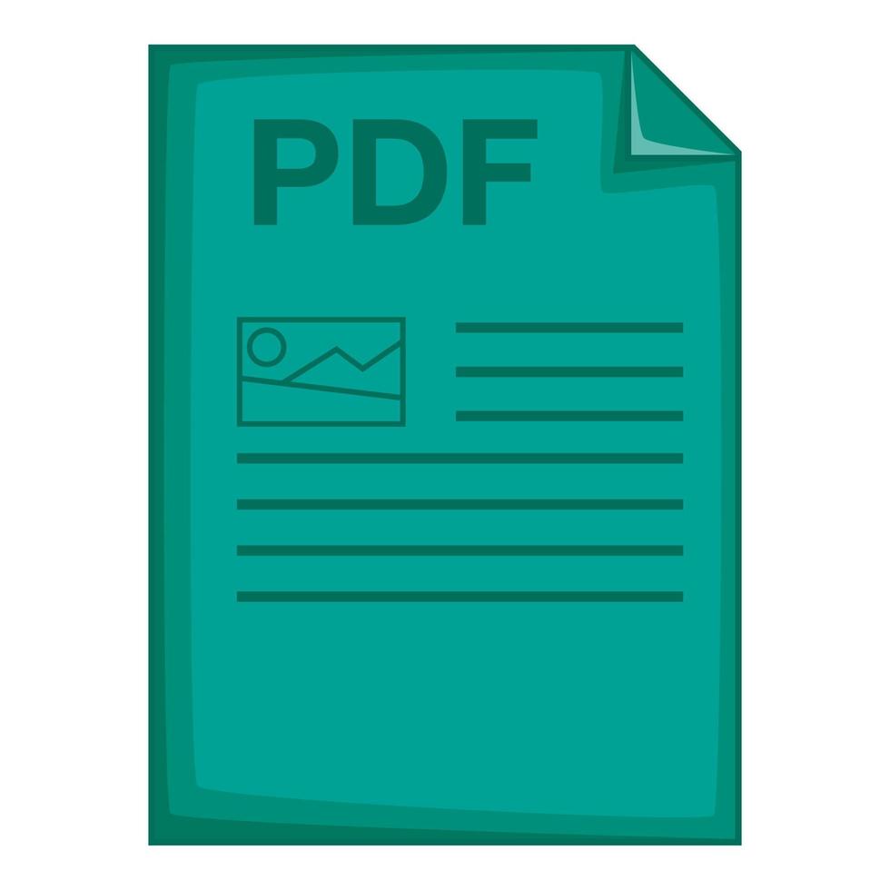 icono de archivo pdf, estilo de dibujos animados vector