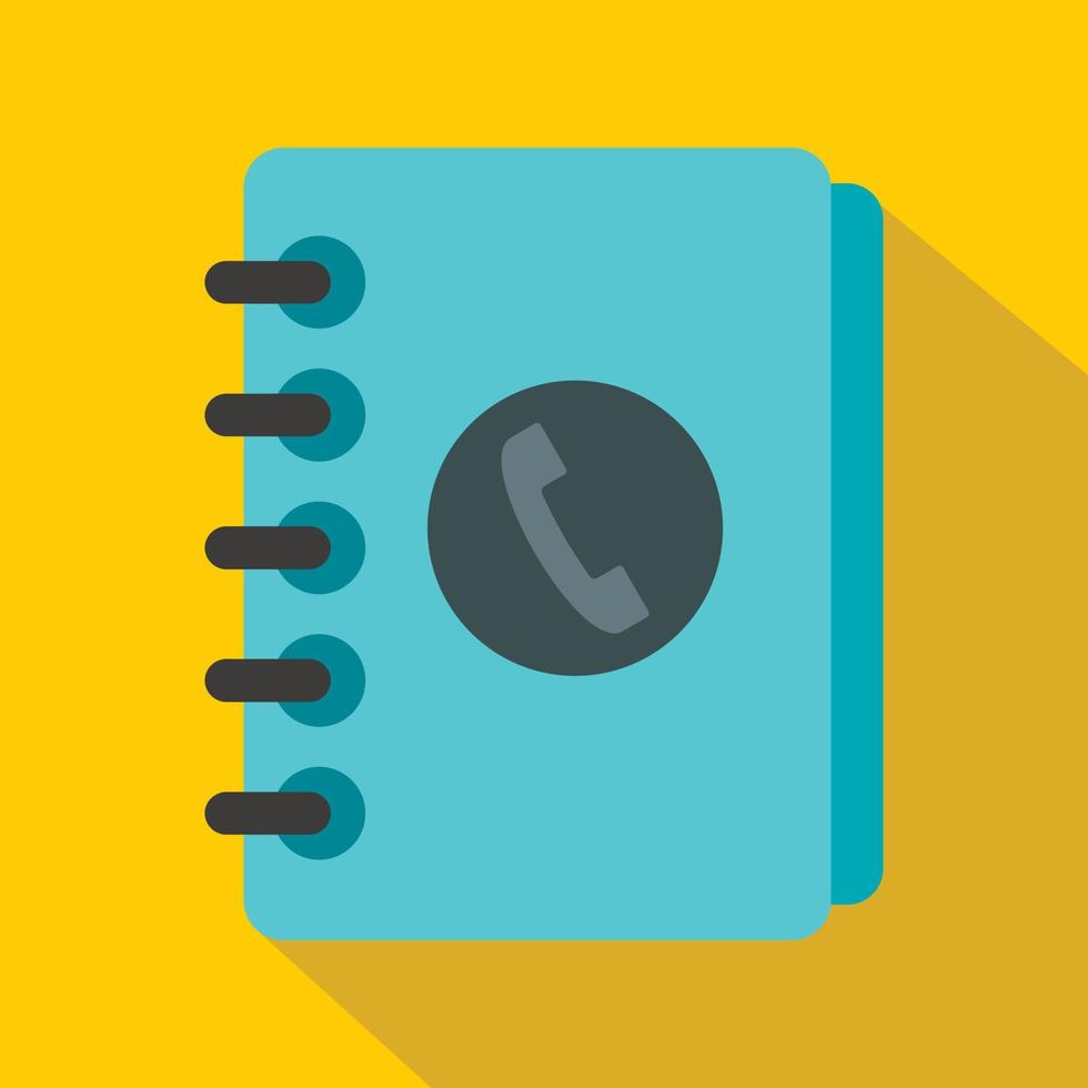 Blue address book icon, flat style vector