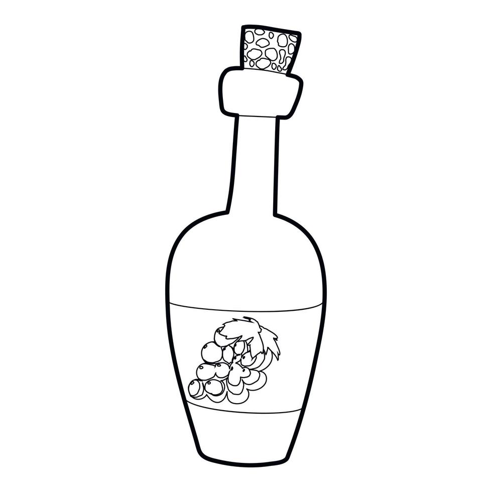 icono de botella de vino, estilo de contorno vector