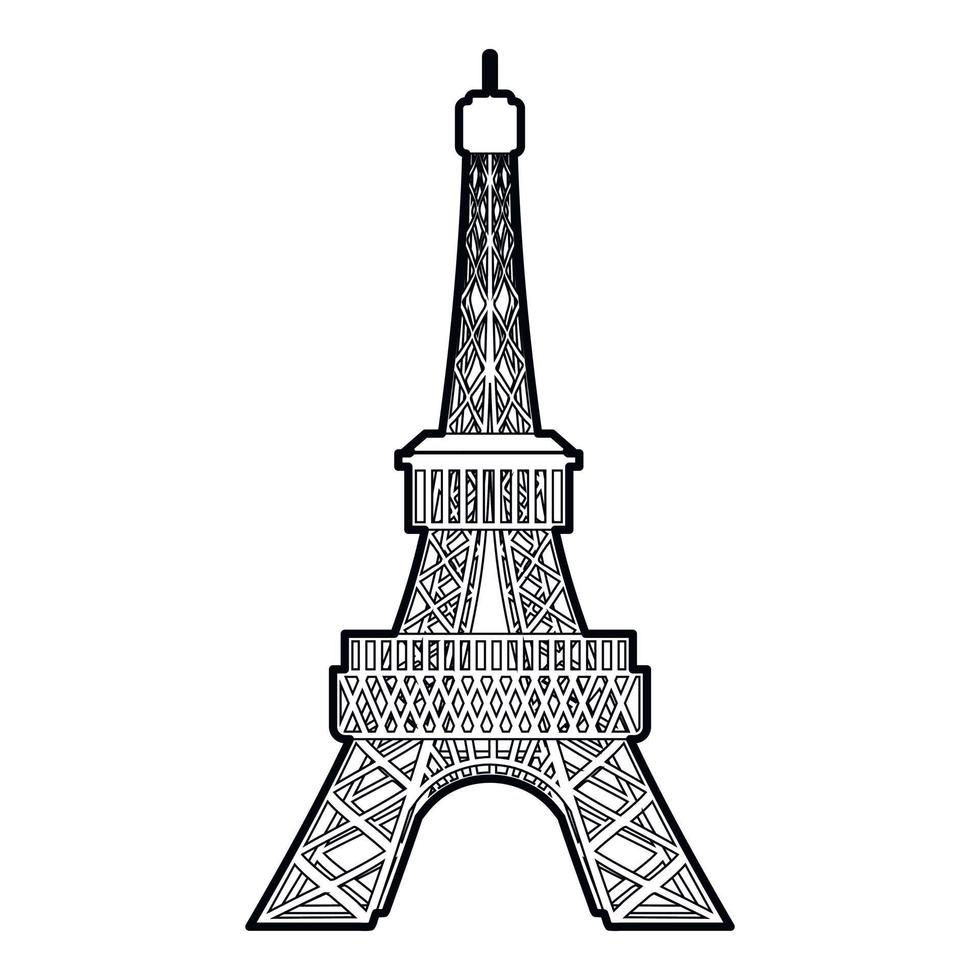 icono de la torre eiffel, estilo de contorno vector