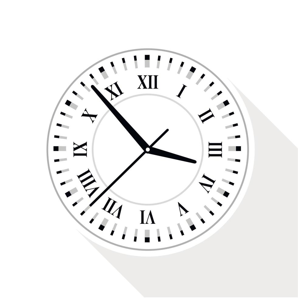 reloj de pared con icono de números romanos, estilo plano vector