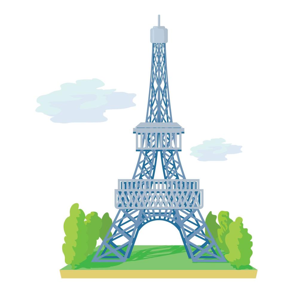 Eiffel tower icon, cartoon style vector