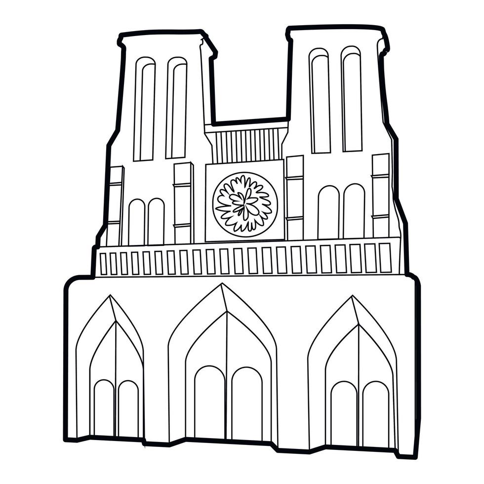 French castle icon, outline style vector