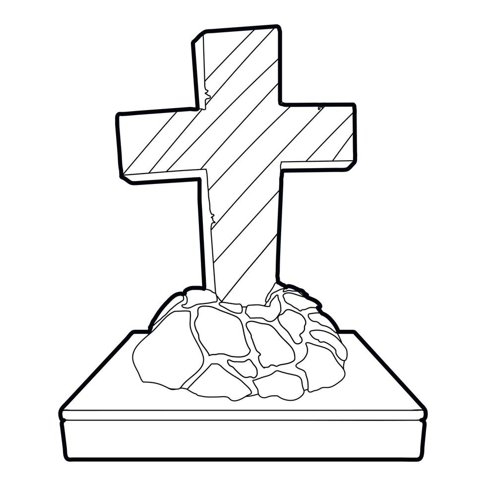 Grave icon, outline style vector