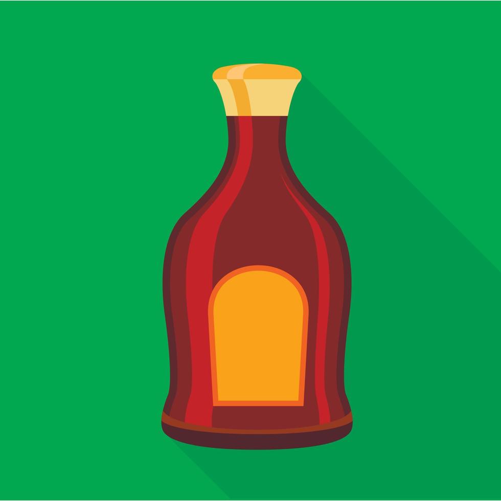 Alcohol brown bottle icon, flat style vector