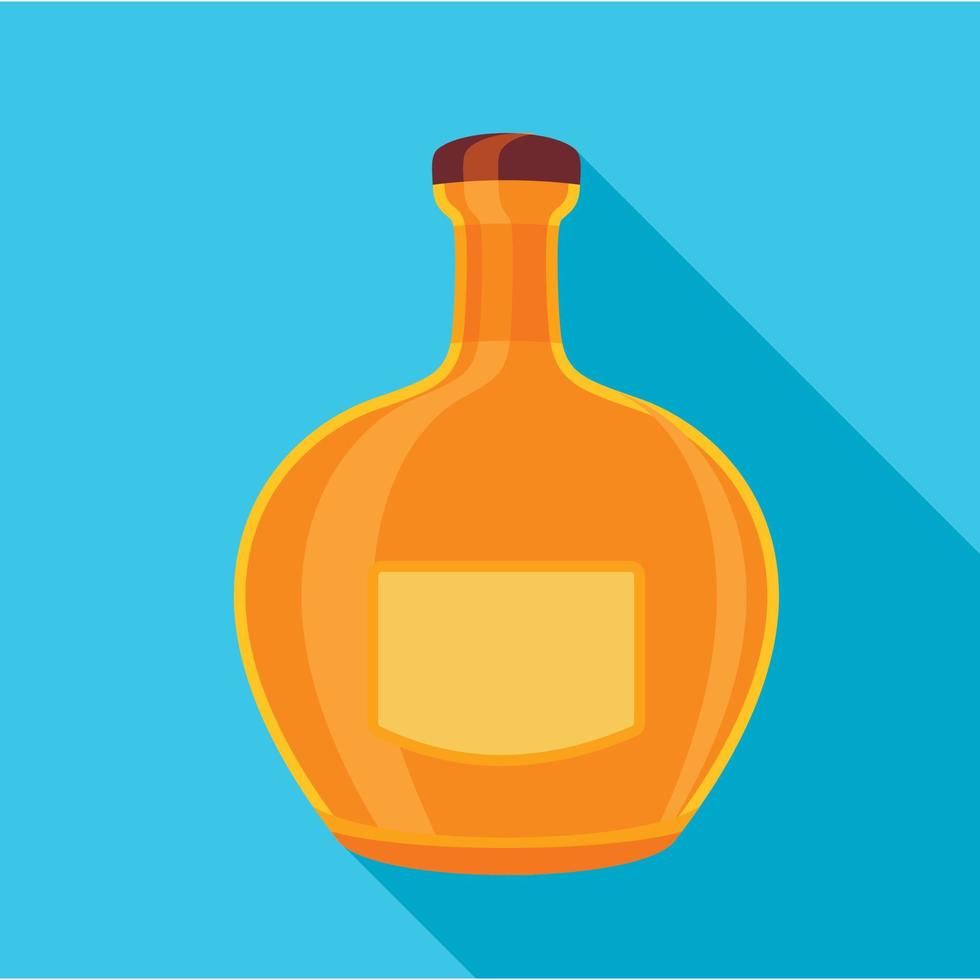 Orange glass bottle icon, flat style vector