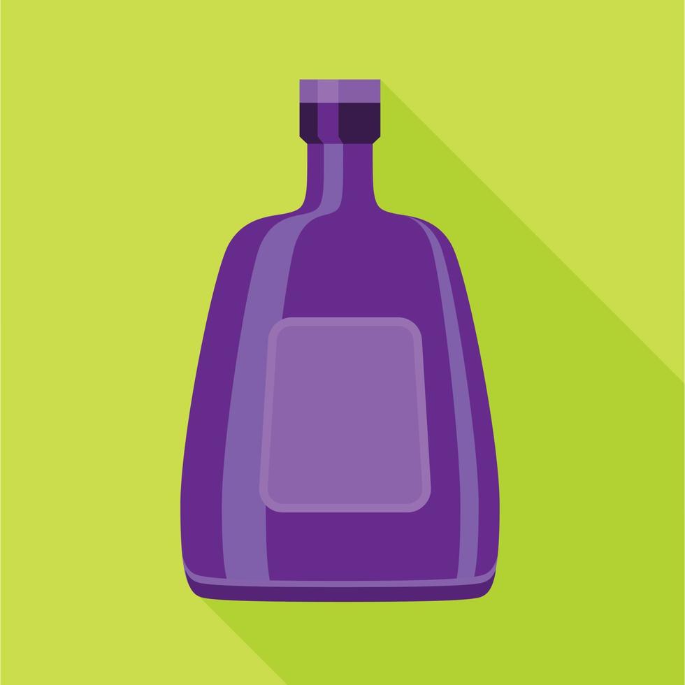Purple glass bottle for alcohol icon, flat style vector