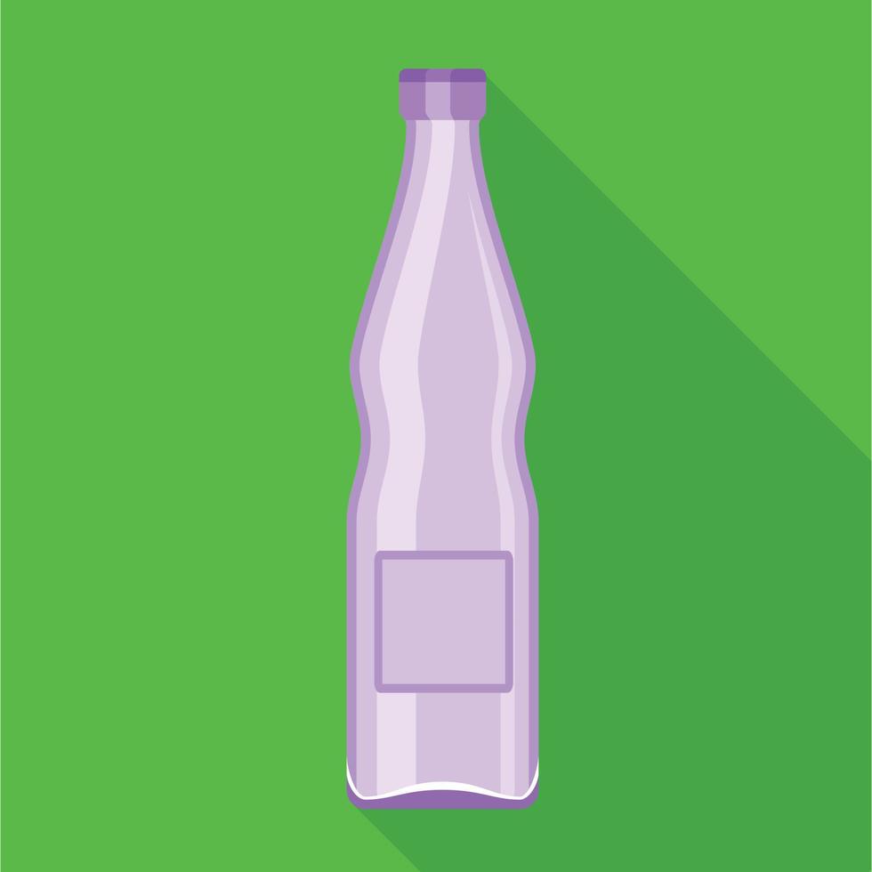 Empty glass bottle icon, flat style vector