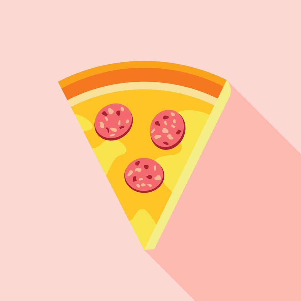Slice of pepperoni pizza icon, flat style vector