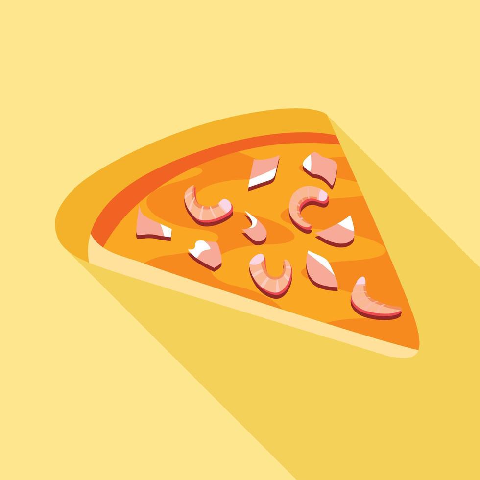 Pizza with seafood icon, flat style vector