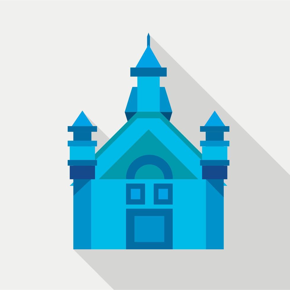 Blue castle icon, flat style vector