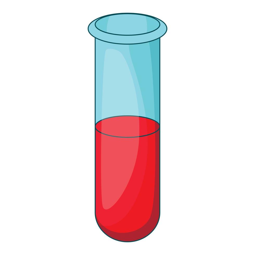 tubo de ensayo con icono de sangre, estilo de dibujos animados vector
