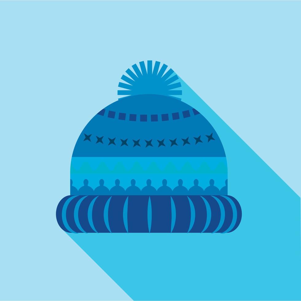 Woolen hat icon, flat style vector