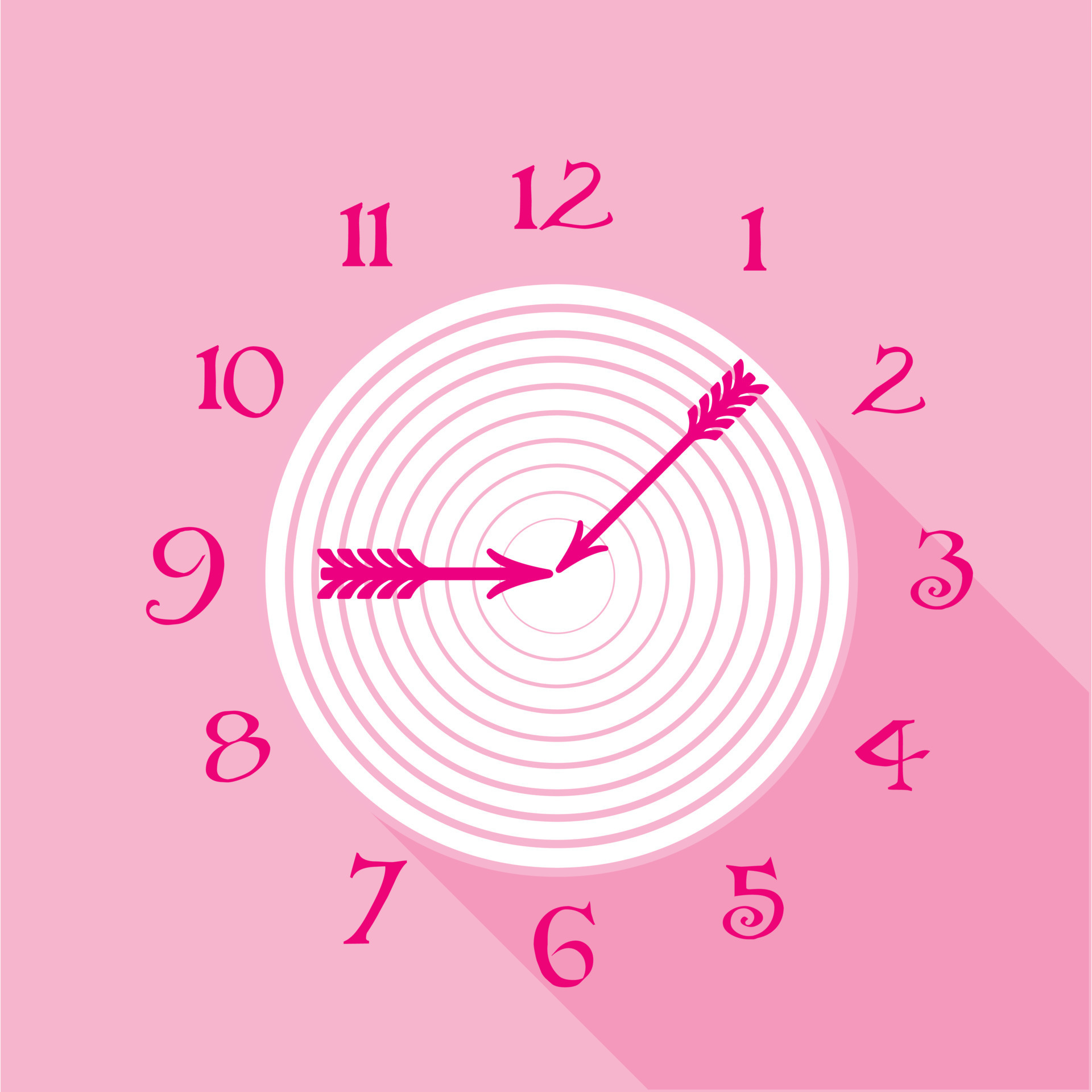Pink wall clock icon, flat style 15221102 Vector Art at Vecteezy