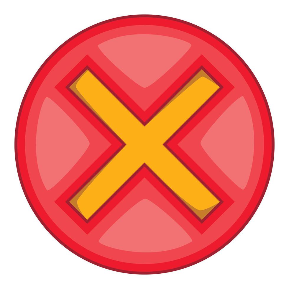 Red cross, check mark icon, cartoon style vector