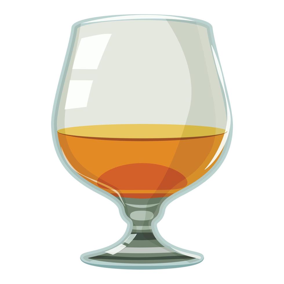 Glass of scotch or whiskey icon, cartoon style vector