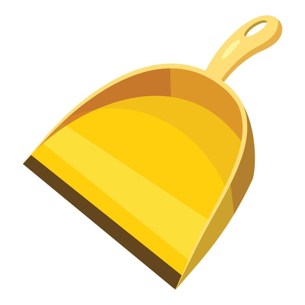 Yellow scoop for cleaning icon, cartoon style vector