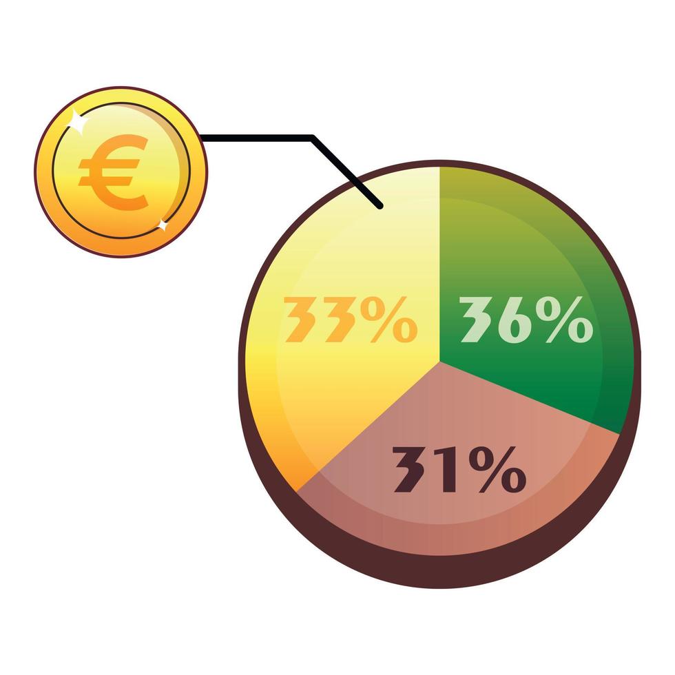 icono de diagrama de euro, tipo plano vector