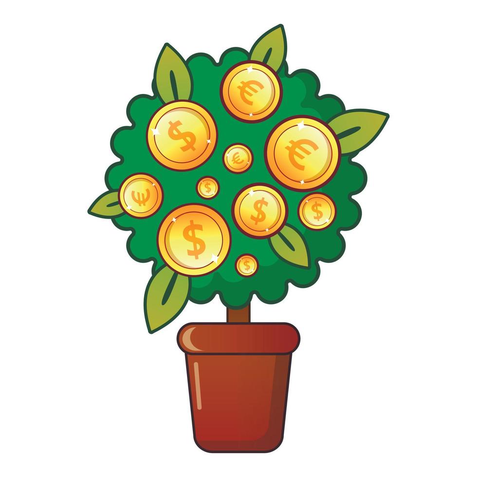 icono de árbol de dinero, estilo plano vector