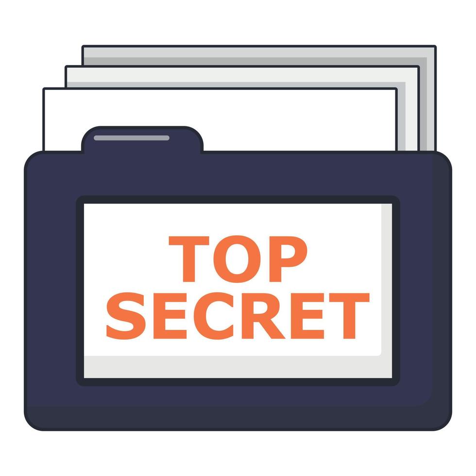 Top secret folder icon, cartoon style vector
