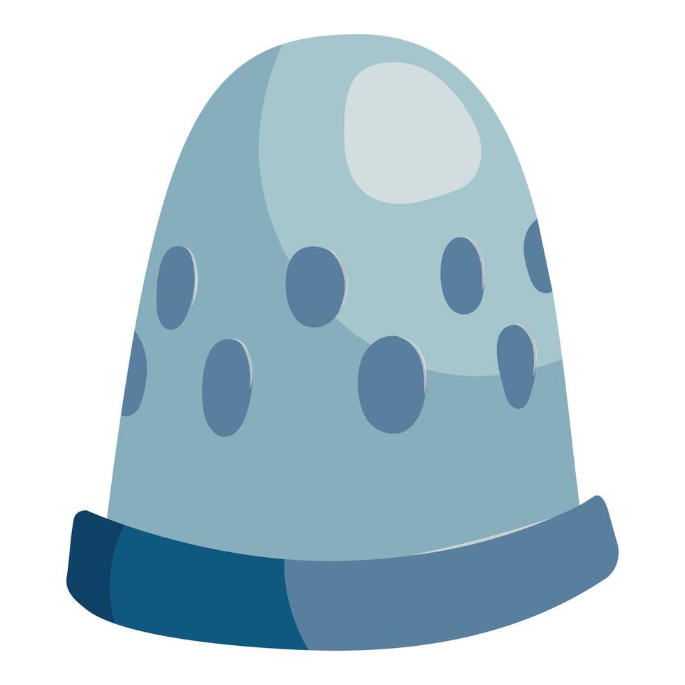 Steel thimble icon, cartoon style vector