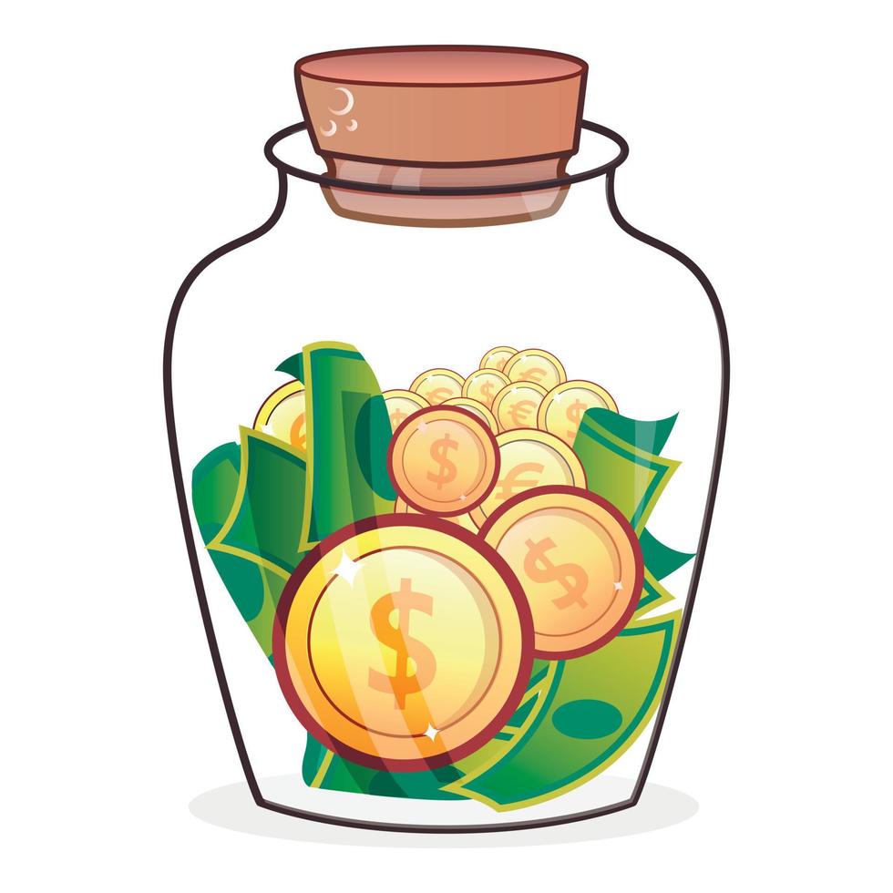 Coin in jar icon, flat style vector