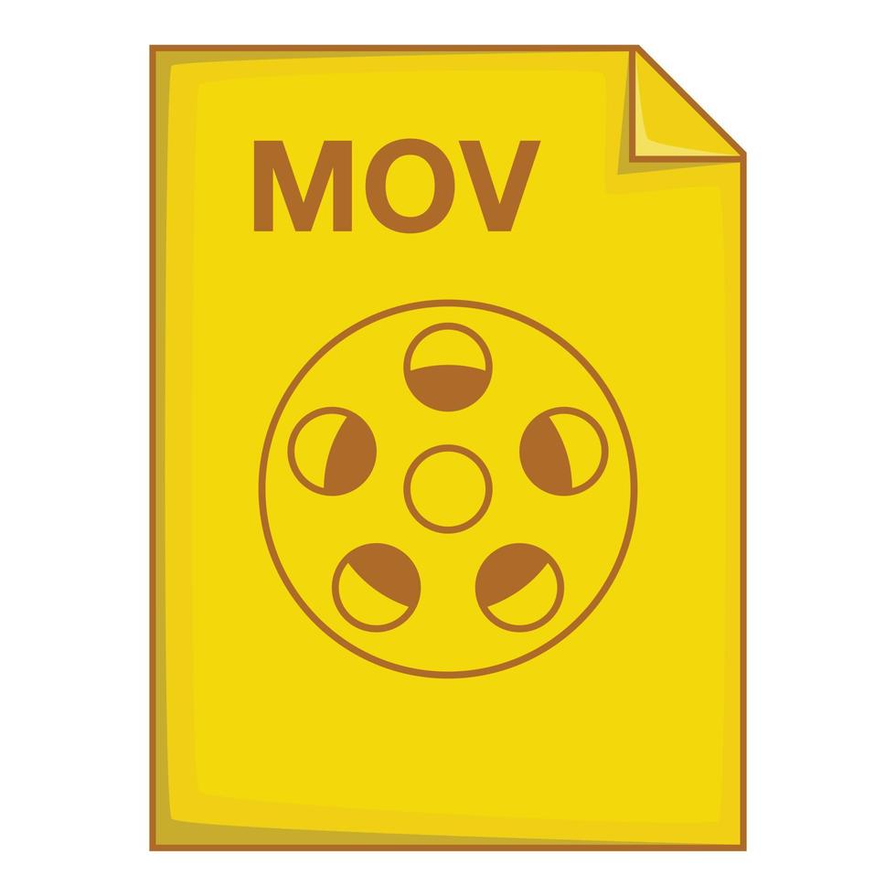 icono de archivo mov, estilo de dibujos animados vector