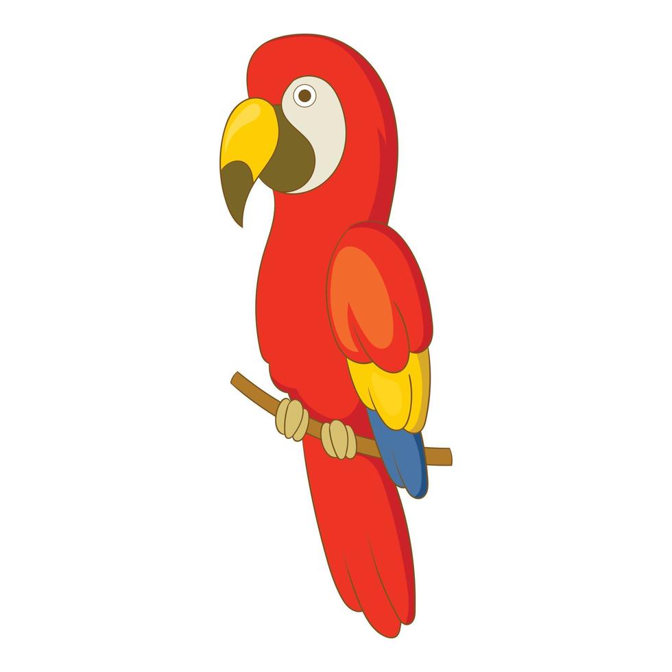 Red brazil parrot icon, cartoon style vector