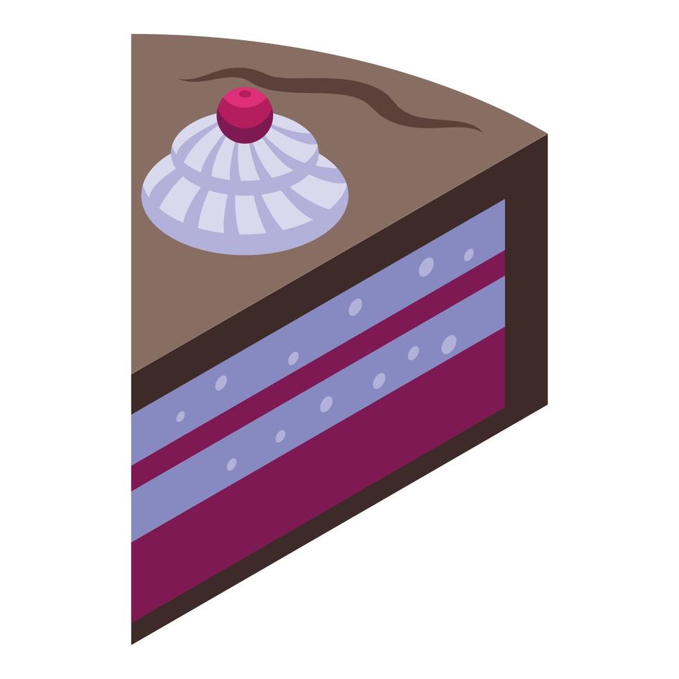 Piece of cake icon isometric vector. Milk cream vector