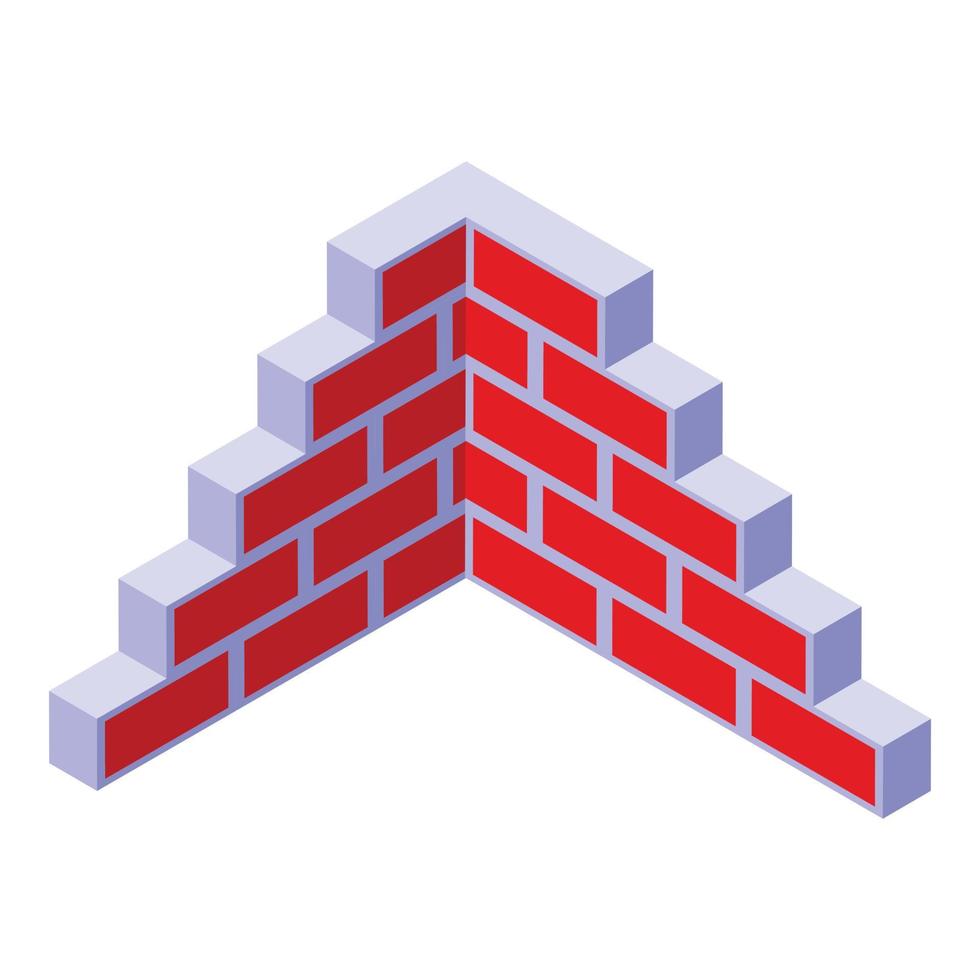 Brick house corner icon isometric vector. Concrete building vector
