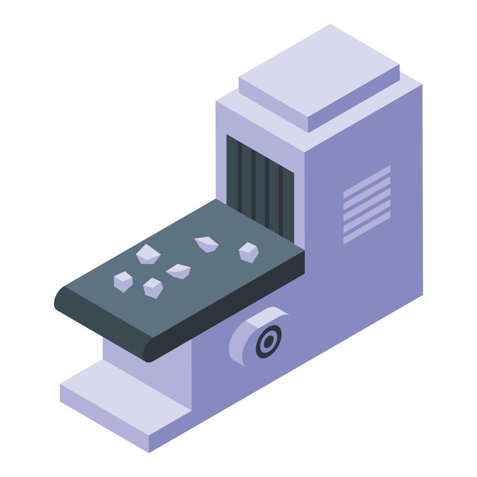 Quarry stone line icon isometric vector. Mine truck vector