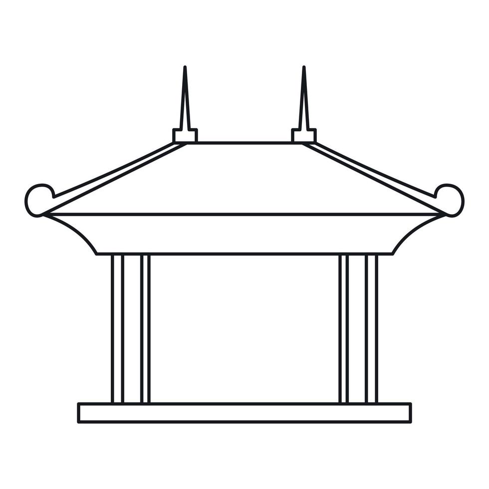 icono de pabellón de pagoda, estilo de esquema vector