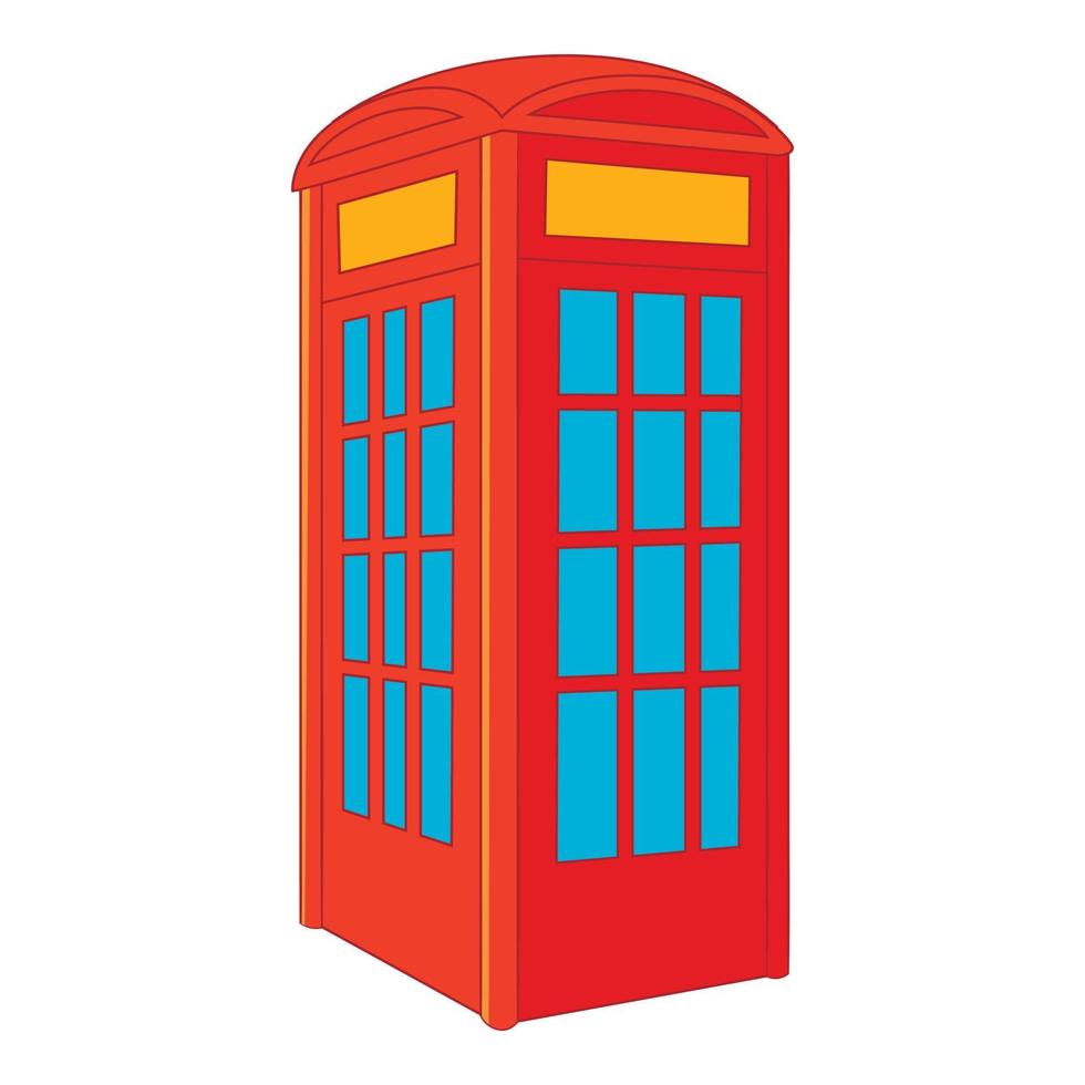 icono de cabina telefónica roja, estilo de dibujos animados vector