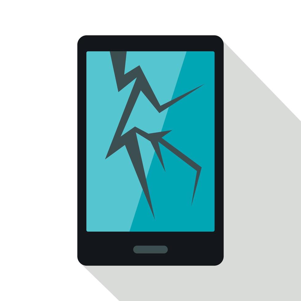 Cracked phone icon, flat style vector