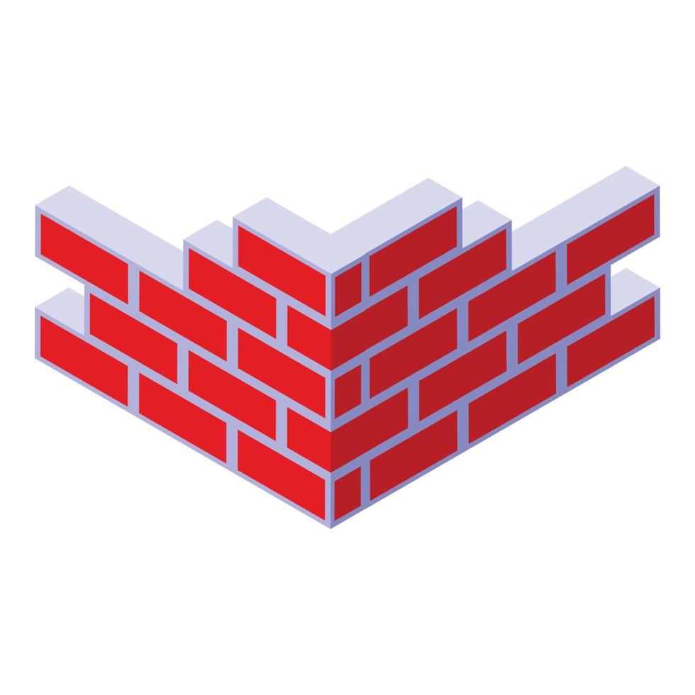 Brick corner wall icon isometric vector. Pile building vector