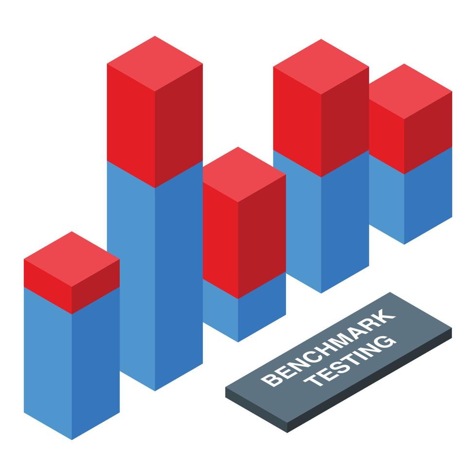 Benchmark graph bars icon isometric vector. Performance indicator vector