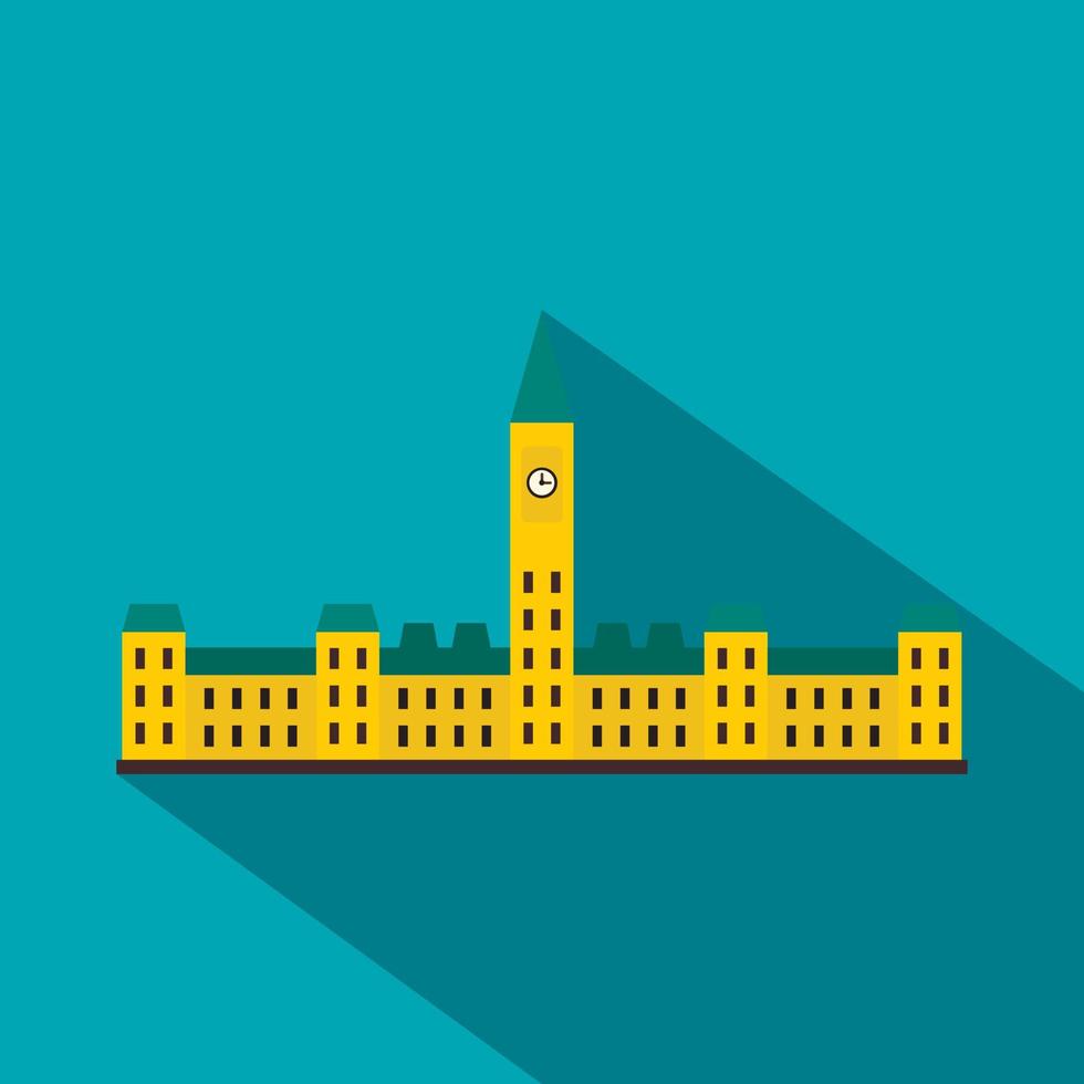 Parliament Hill, Ottawa icon, flat style vector