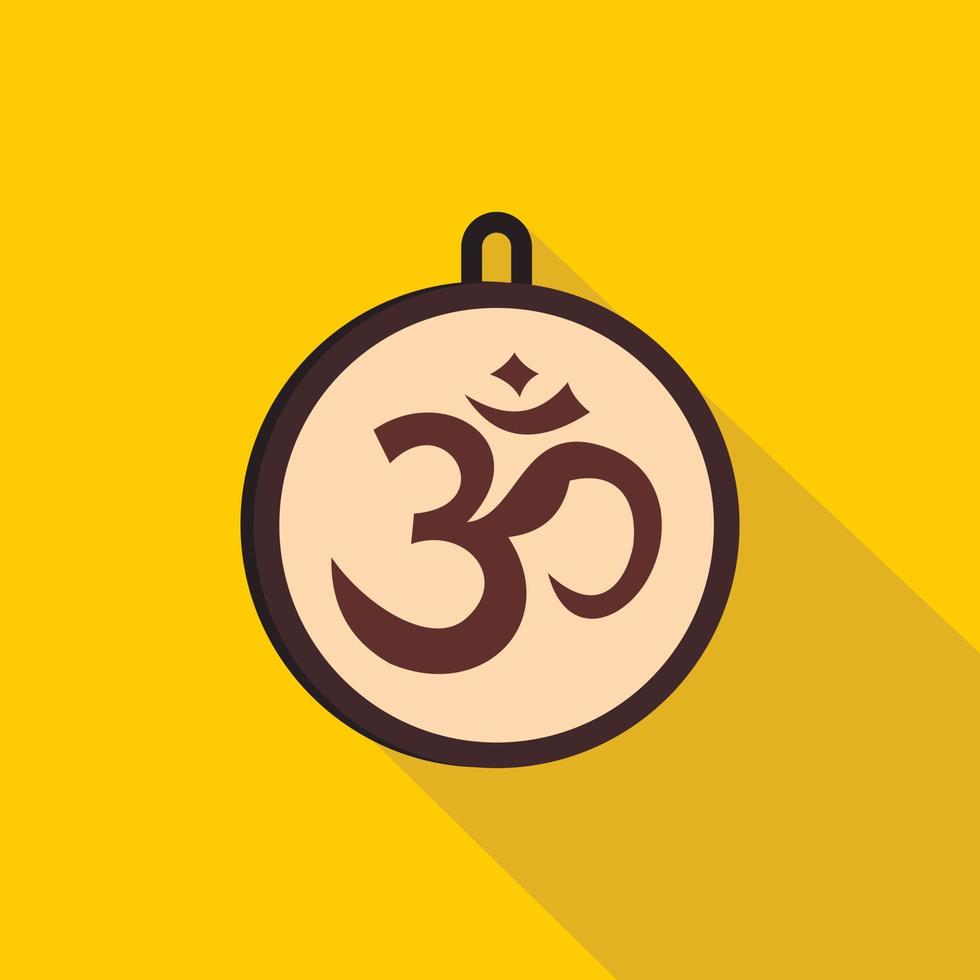 Hindu Om symbol icon, flat style vector